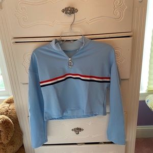 Blue quarter zip cropped